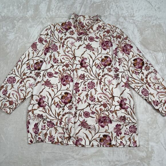 Spartina 449 Floral Stefanie Turtleneck Harbor River Shirt Top Plus Size XXL - Picture 2 of 8